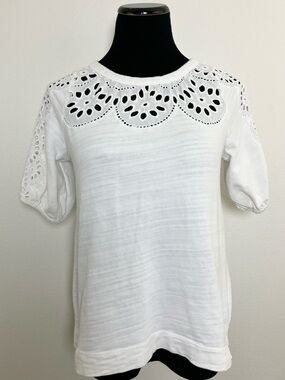 LOFT | White Eyelet Detail Short Sleeve Top